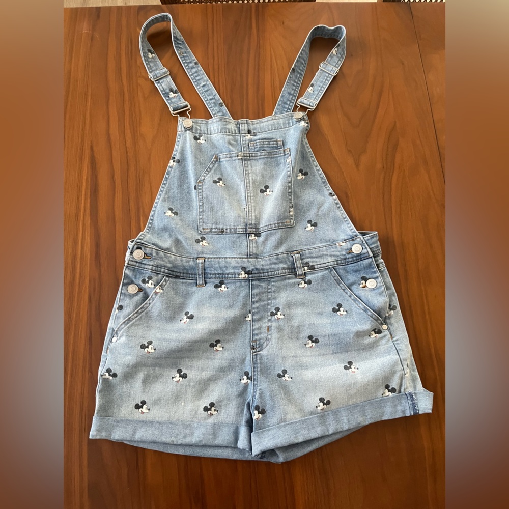 Disney Parks Mickey Mouse Denim Overalls Junior Sz XL